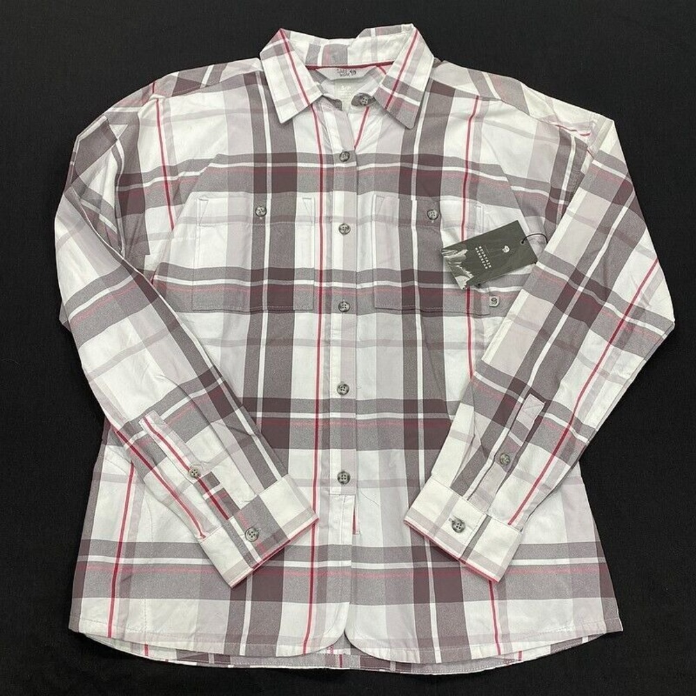 NWT Mountain Hardwear Button Shirt Small Gray Plaid Guide Womens $80